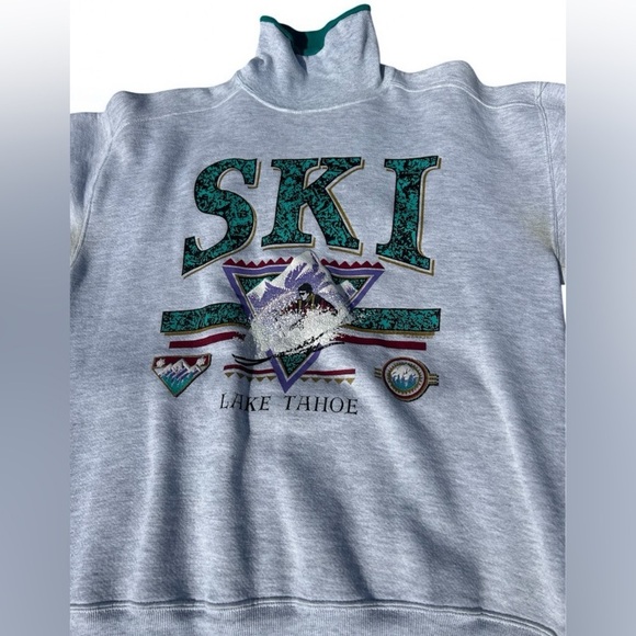 Vintage Ski Lake Tahoe crew/turtleneck sz L - Picture 2 of 7